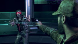 Aiden holds a gun to fire at a fleeing Wrench in Watch Dogs Legion Bloodline