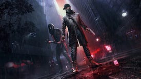 A piece of key art for Watch Dogs Legion's Bloodline DLC, showing Aiden Pearce and Watch Dog 2's Wrench in the middle of London.