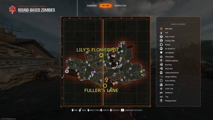 A map of Liberty Falls, showing the Lily’s Flowerpot and Fuller’s Liberty Lanes locations.