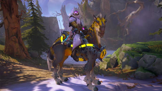 A wayfinder sits atop a mount in Wayfinder Echoes.