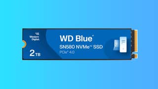 WD Blue SN580 2TB SSD on a gradient background