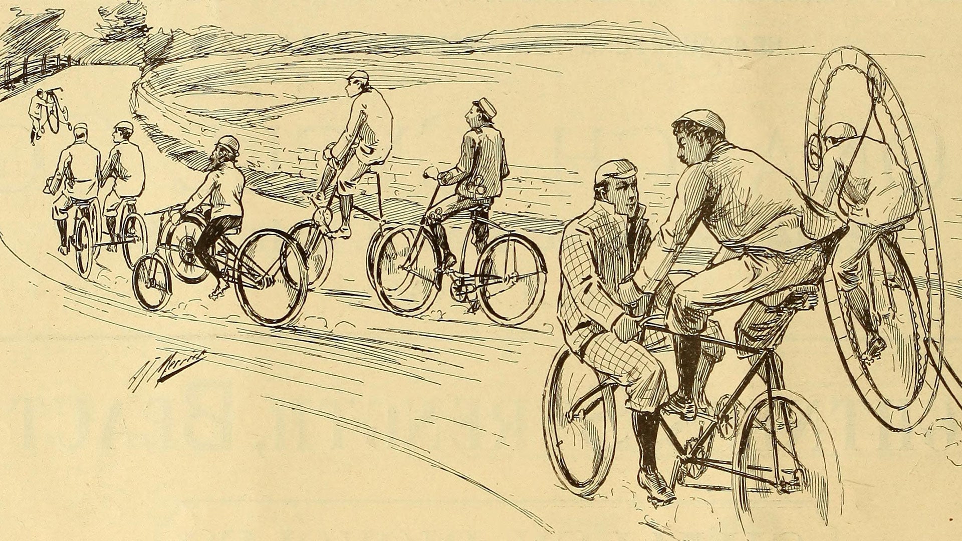 A range of gentlemen on their bikes