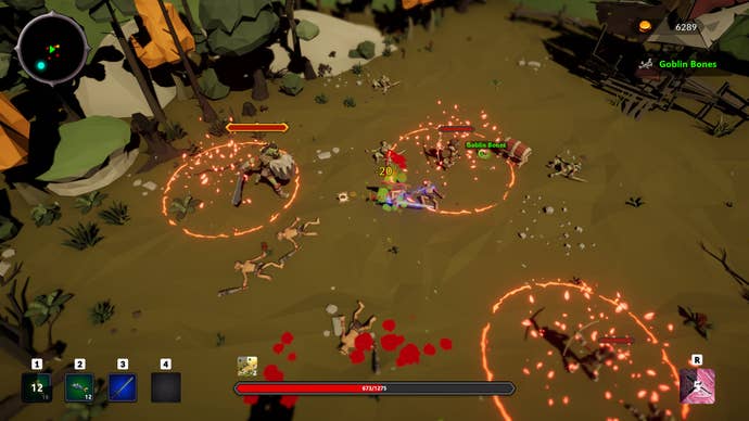 Fighting goblins in the forest in a Weird RPG screenshot.