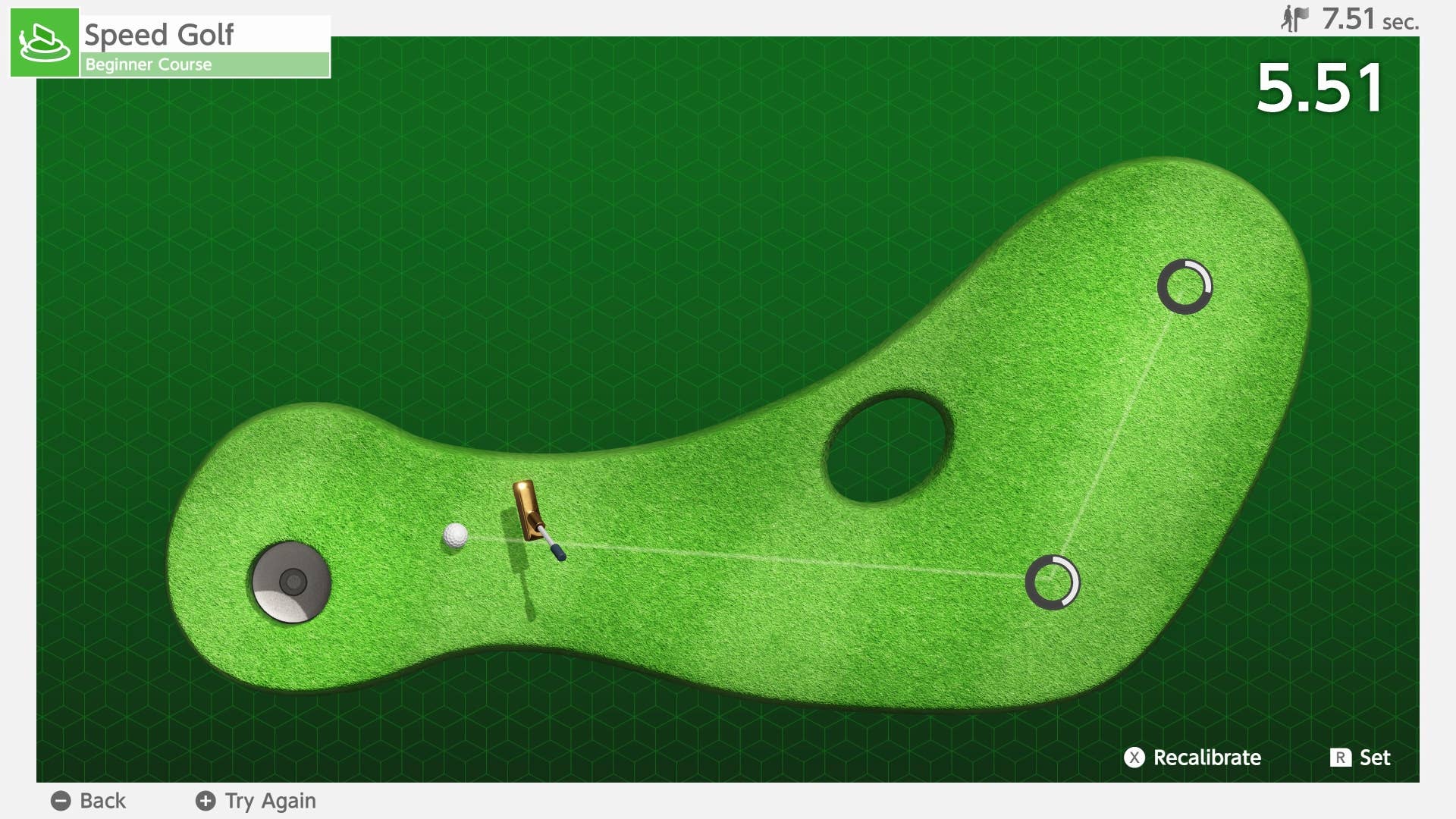 Nintendo Switch 2 Welcome Tour official screenshot showing a mini game where you attempt to putt with the Joy-Con