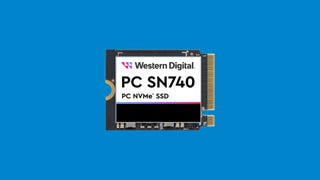 The WD PC SN740 SSD on a blue background