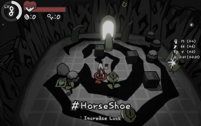 A screenshot from Wetory with two characters standing in the middle of a spiral with the word '#horseshoe' in the middle.
