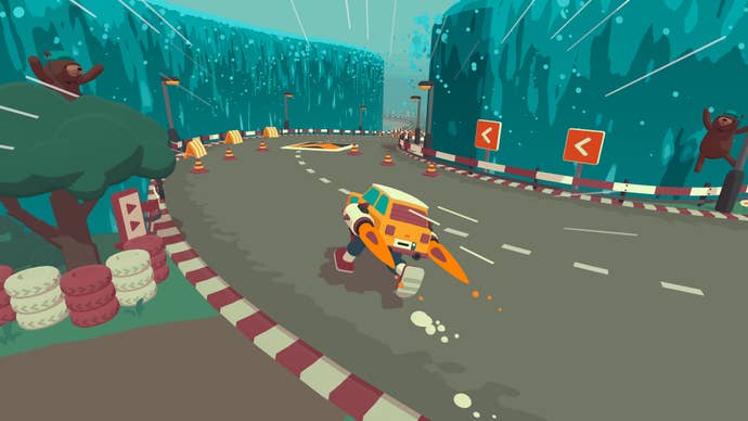 What the Car screenshot showing a car with legs and rocket boosters making its way along the road