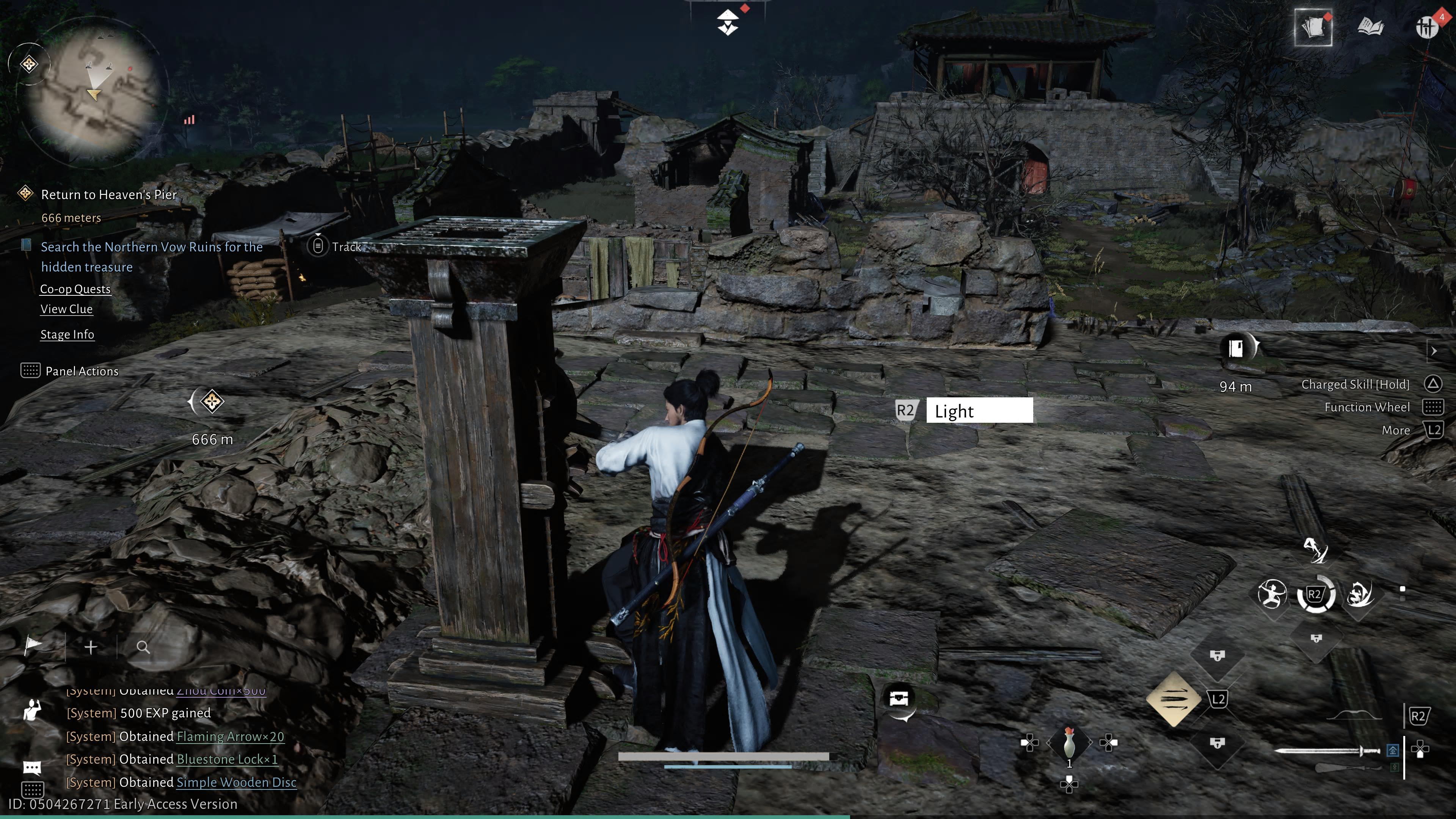 The main character lighting a torch during the Echoes of Old Battles quest in Where Winds Meet. - 5