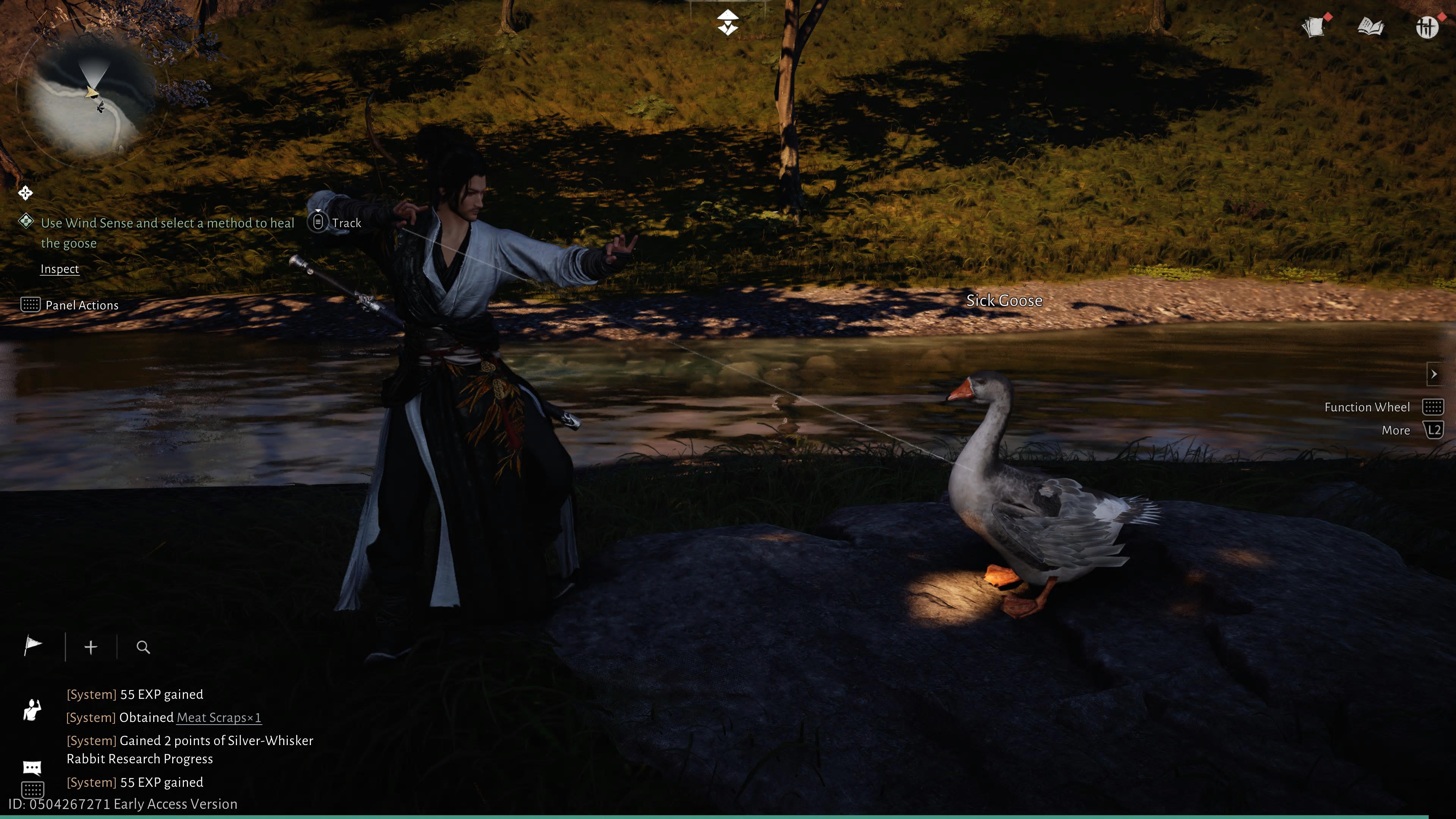 A martial artist squaring off against a goose in Where Winds Meet. - 1
