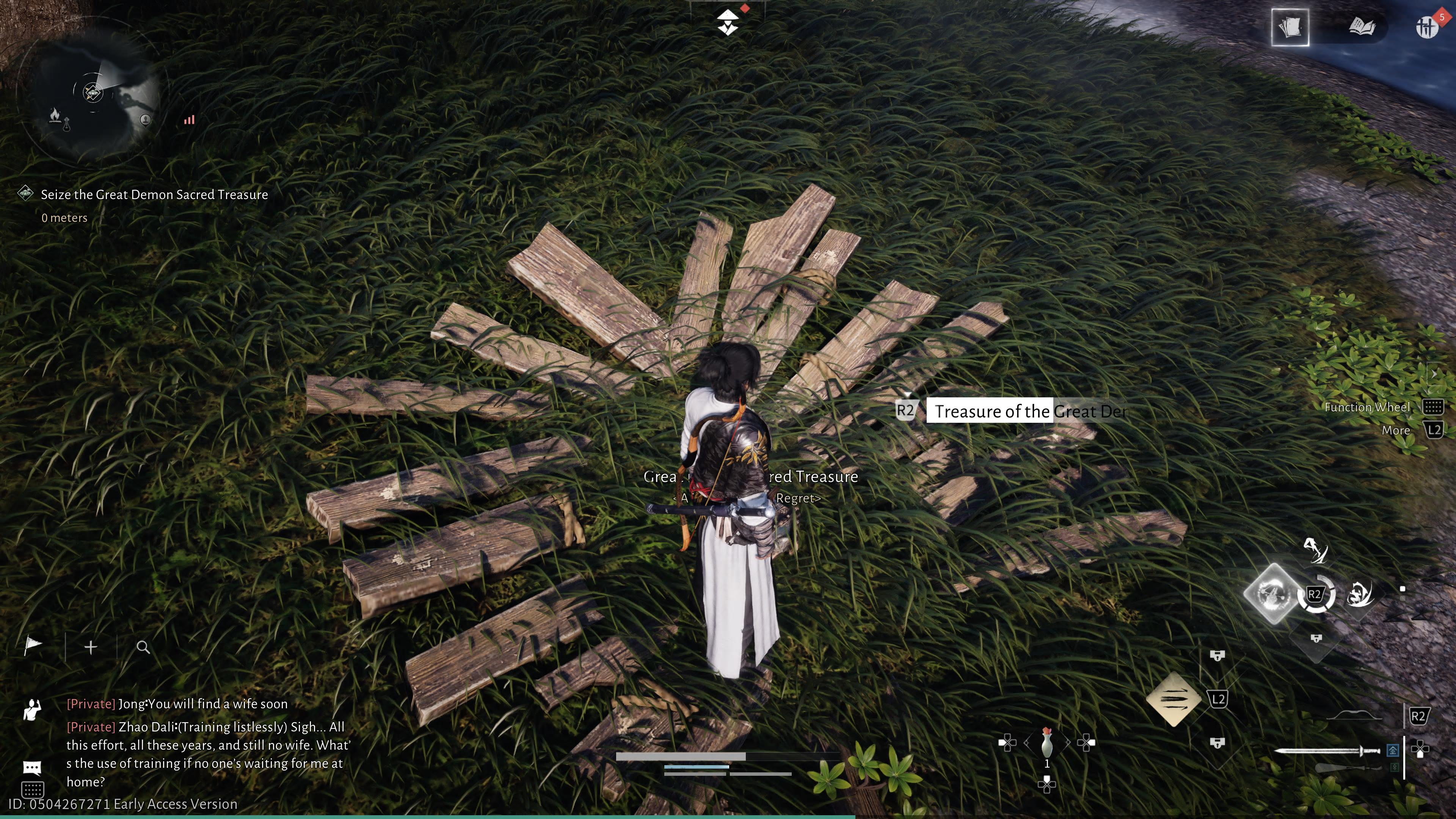 A martial artist stealing a goose egg from a nest during the Honk If You Want Treasure quest in Where Winds Meet. - 3