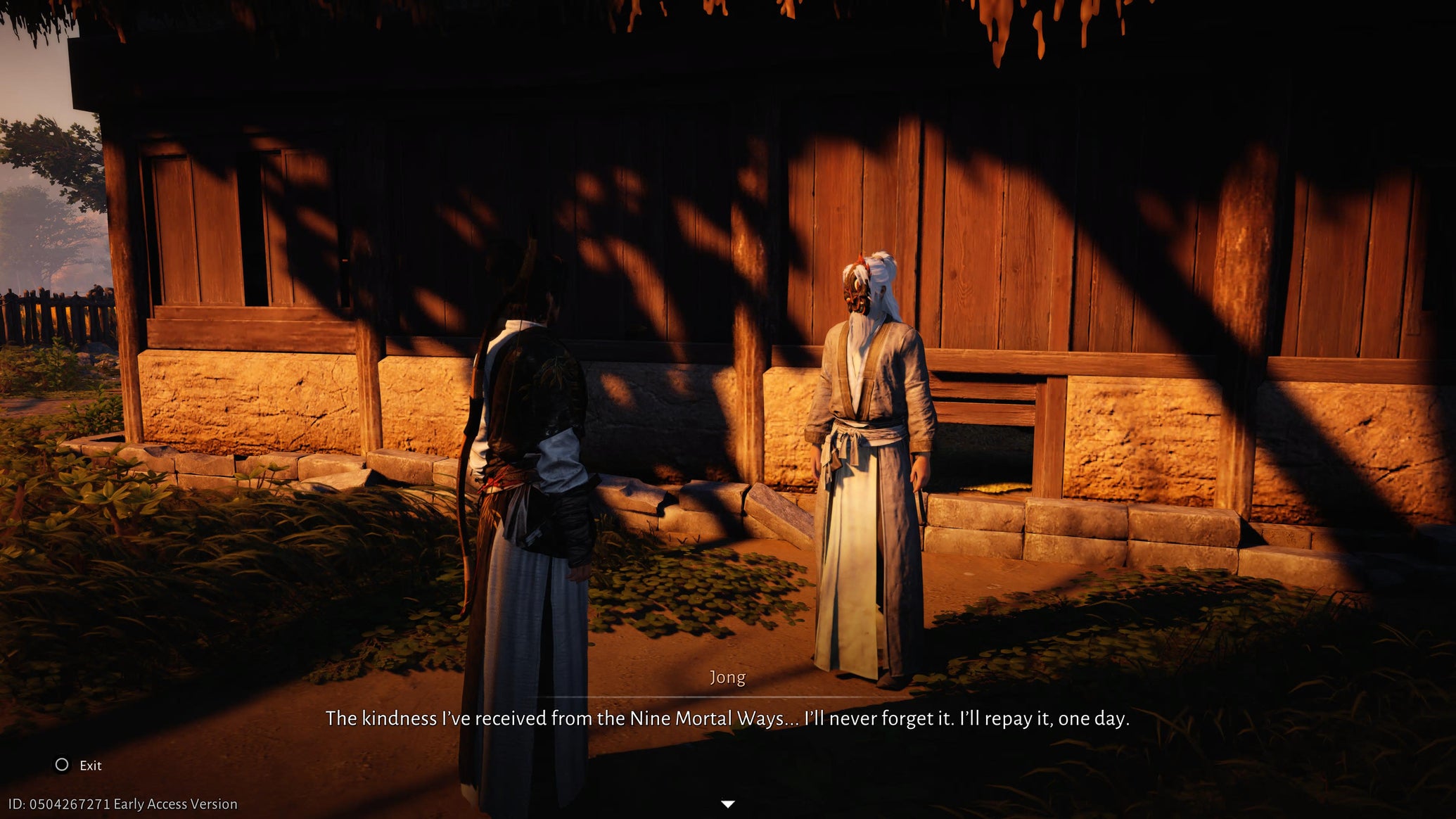 The main character of Where Winds Meet speaking to the elder of the Nine Mortal Ways. - 1