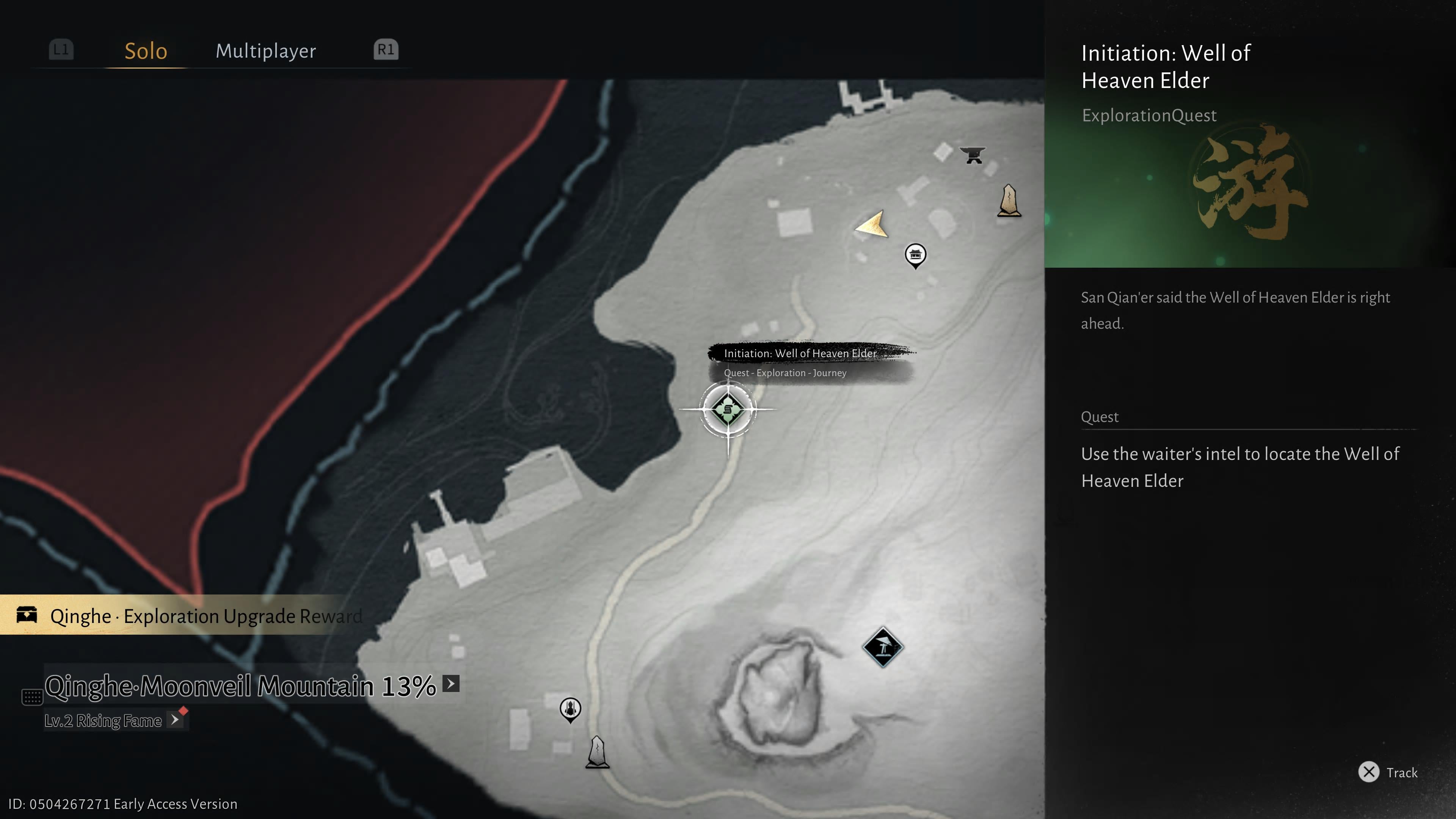 A map screen showing the location of the Well of Heaven elder in Where Winds Meet. - 4