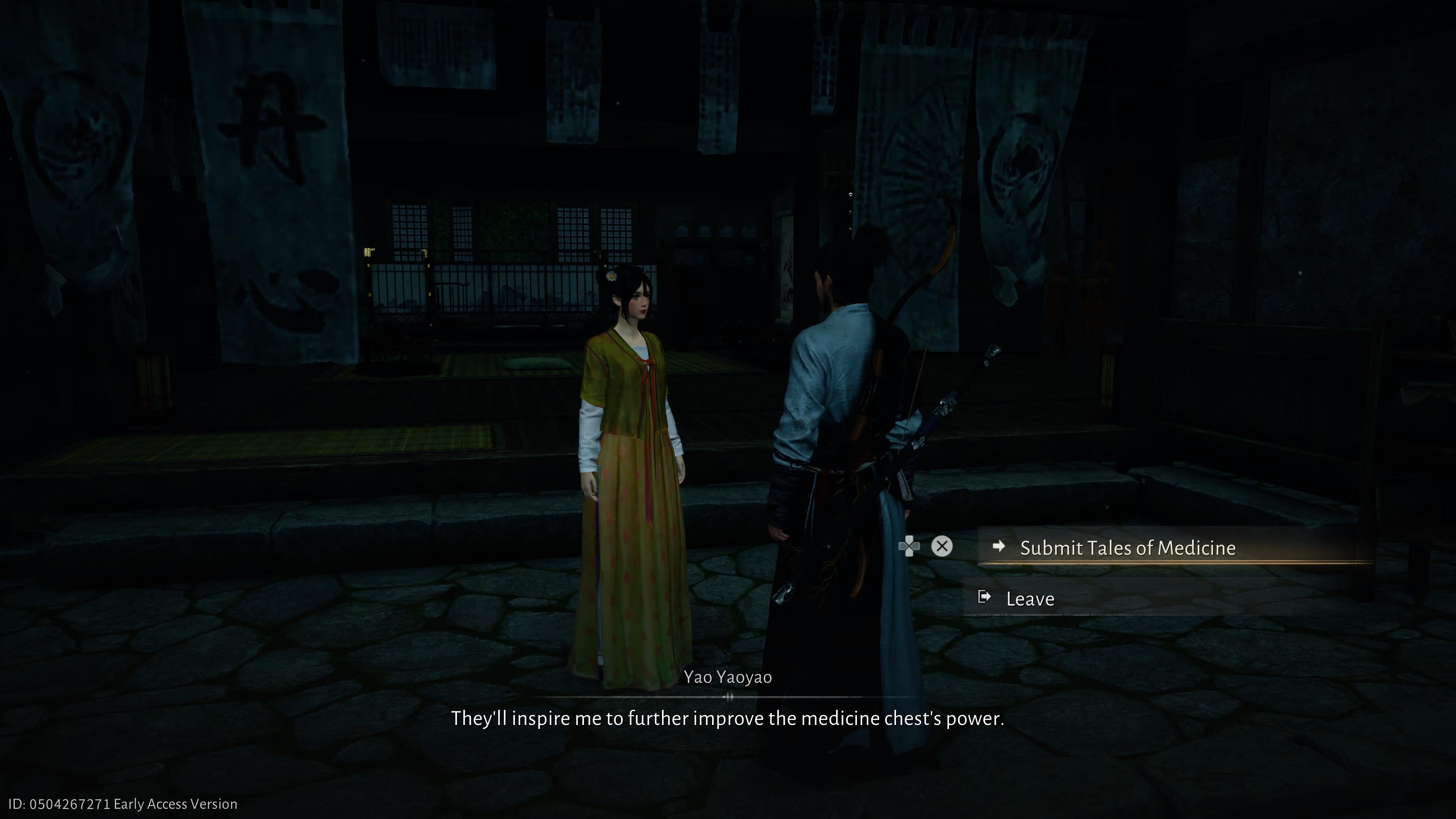 The main character in Where Winds Meet speaking to the healer Yao Yaoyao. - 1