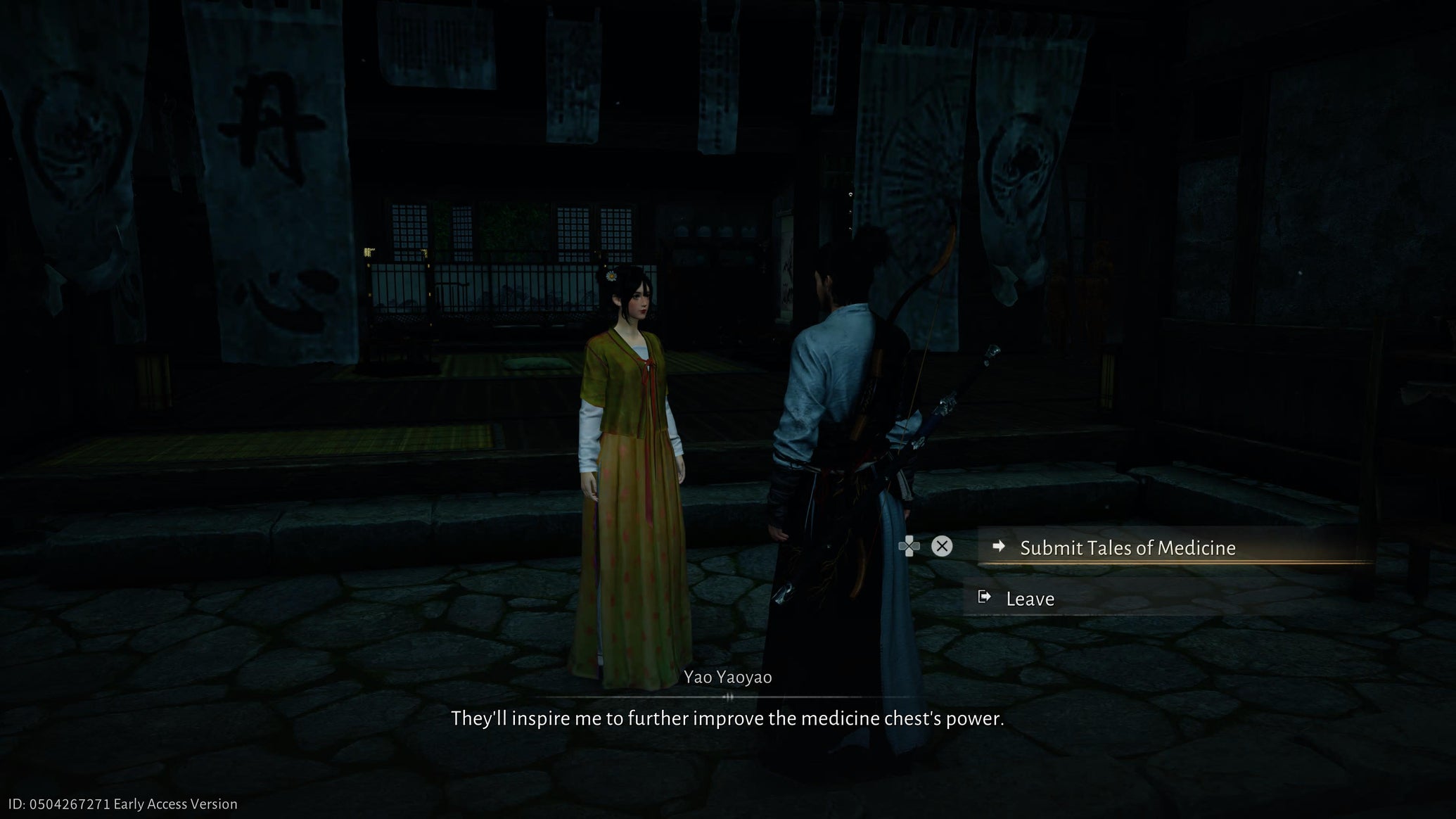 The main character in Where Winds Meet speaking to the healer Yao Yaoyao. - 1