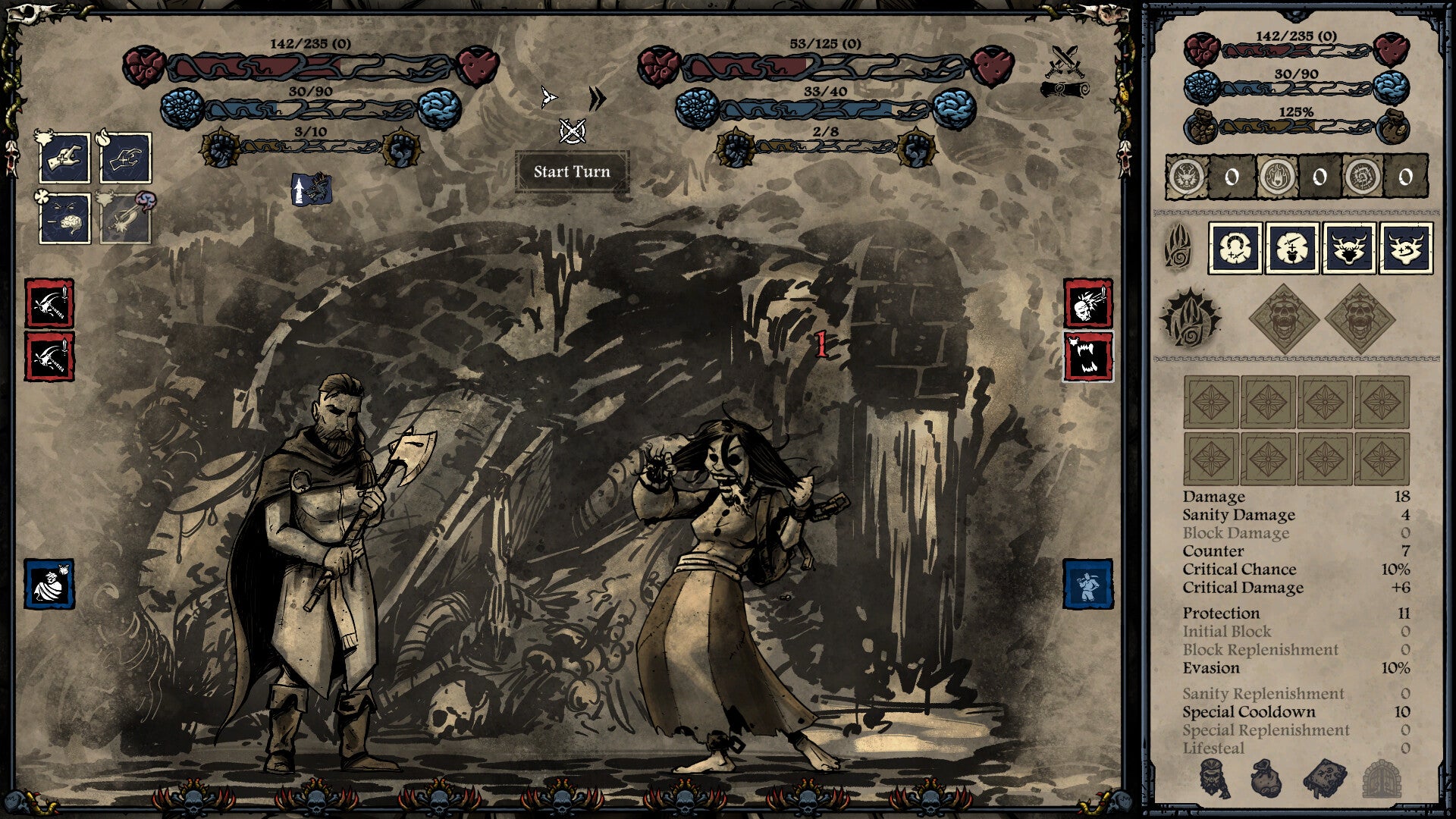 A fighting between a man with an axe and a tortured prisoner in Whispers Of The Eyeless. - 1