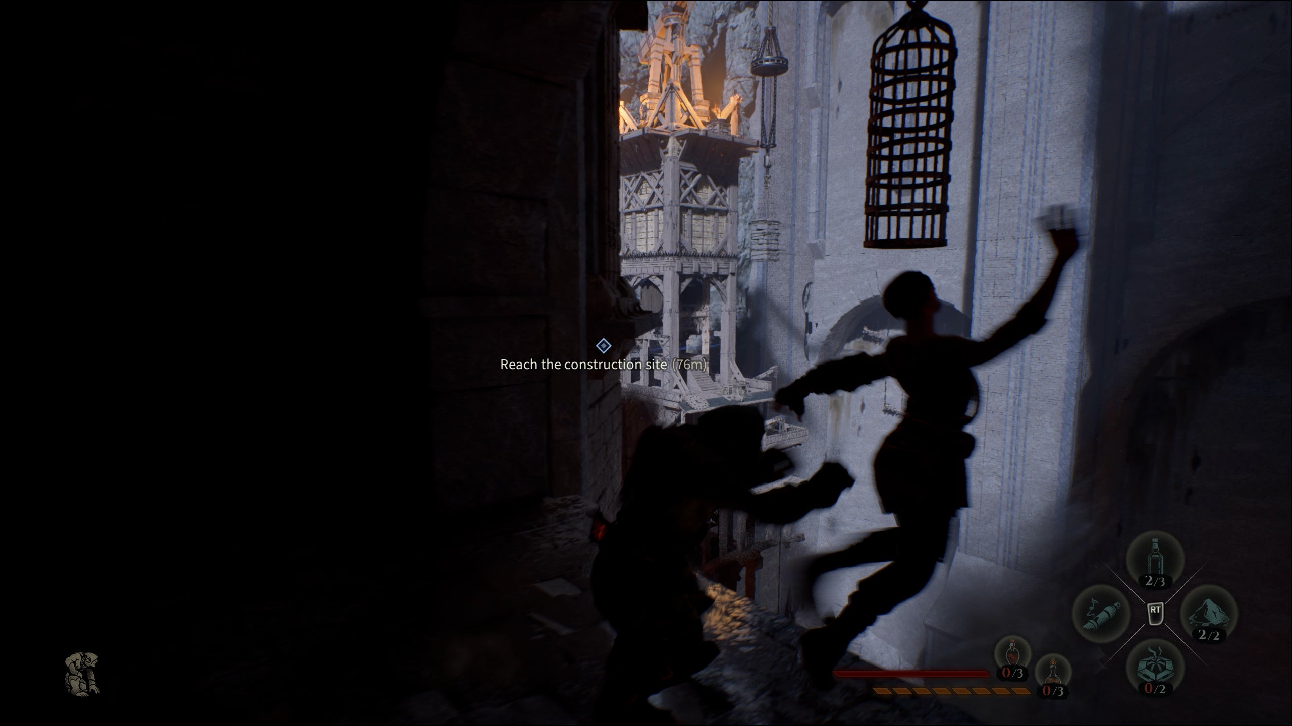 Styx pushing a civilian off a ledge