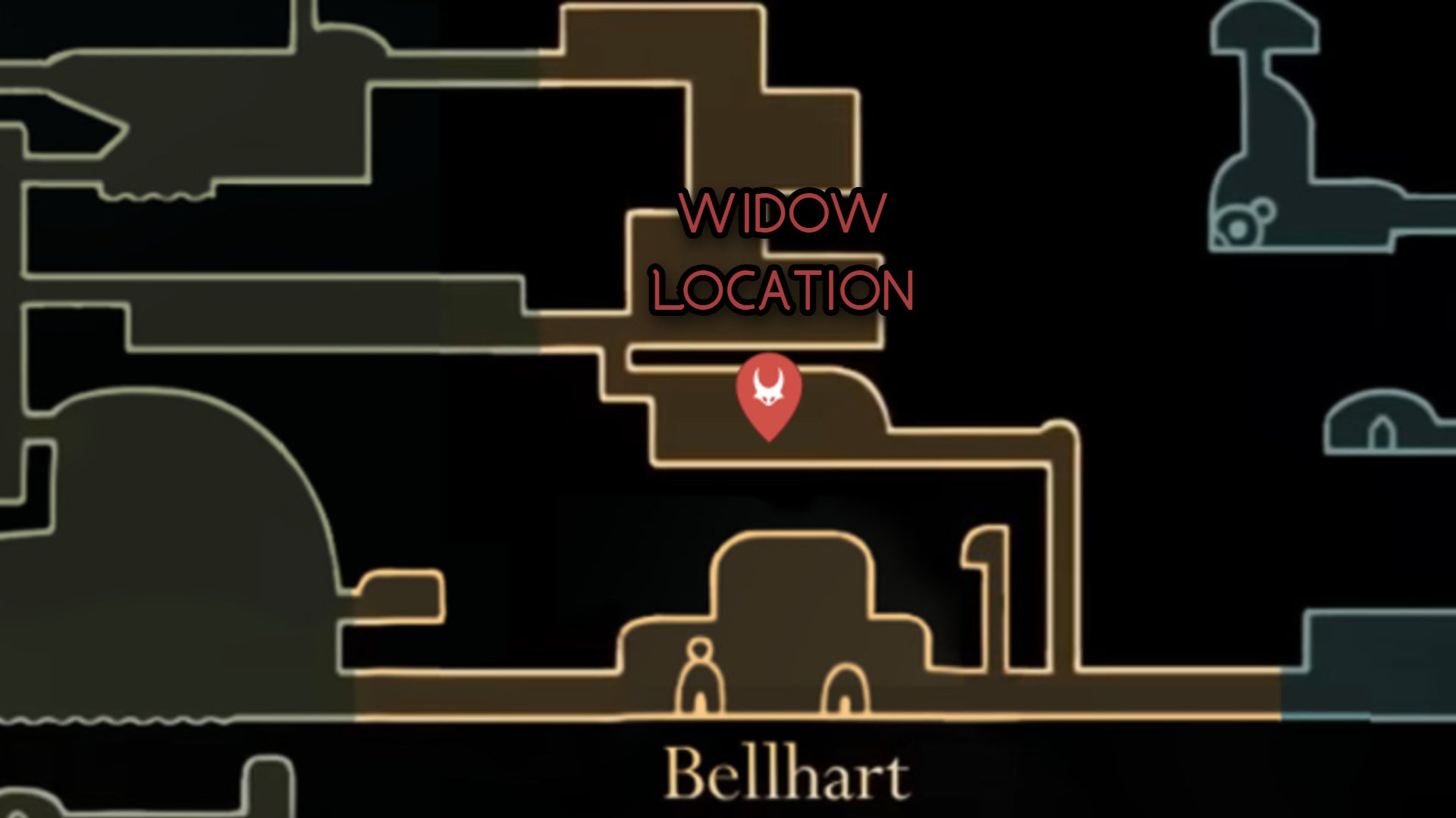 A map showing the location of the Widow boss in Hollow Knight: Silksong. - 23