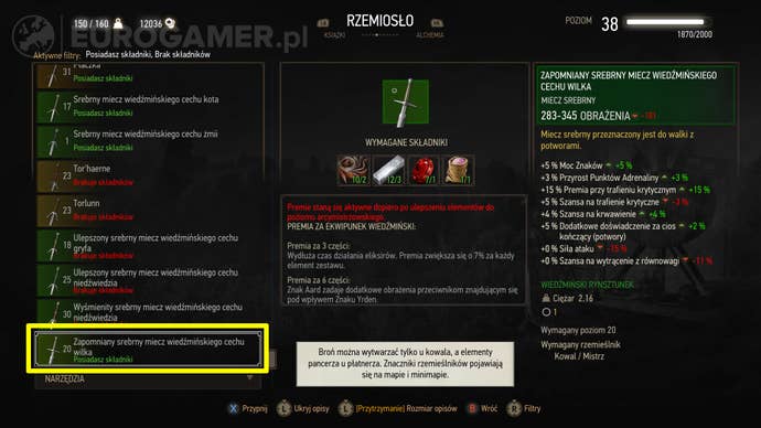 Rynsztunek Szkoły Kota 1 Miecz Srebrny Wiedźmin 3 - Zapomniany rynsztunek Wilka: nowa zbroja Netflix