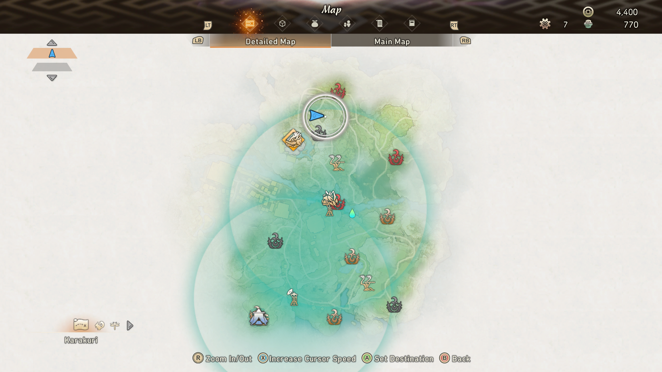 A map view of the Great Sakura Clearing ore location in Wild Hearts