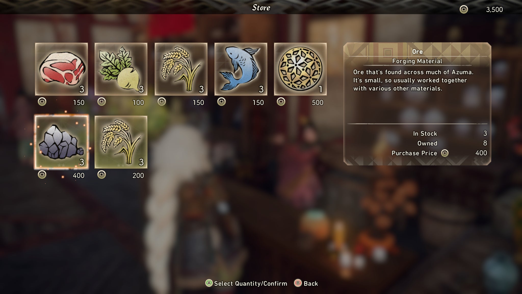 The Minato shop screen offering ore in Wild Hearts - 11