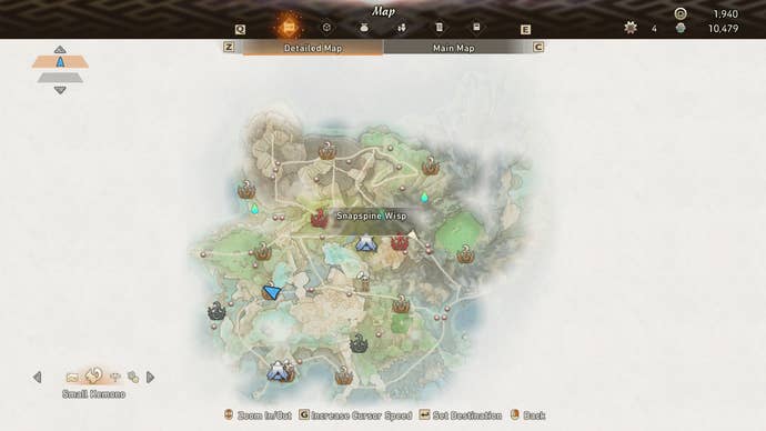 A map view of where to find Snapspine Cotton in Wild Hearts