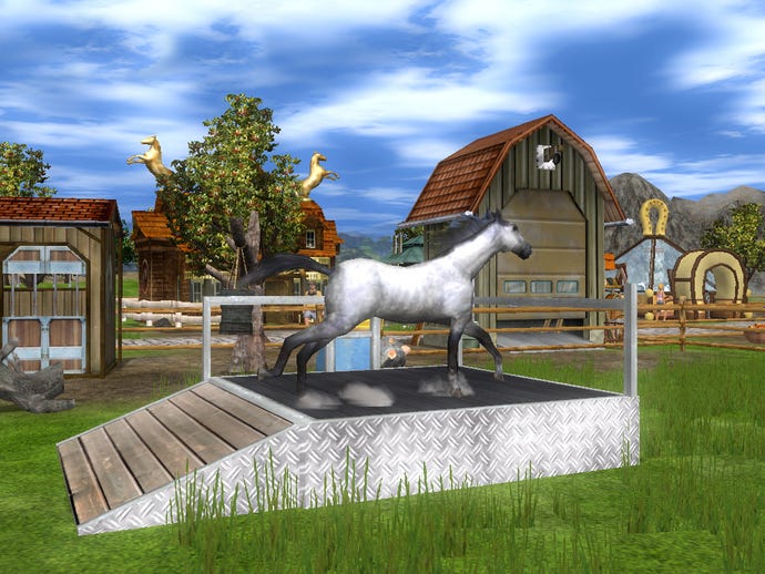 A horse runs on a treadmill in Wildlife Park 2 - Horses