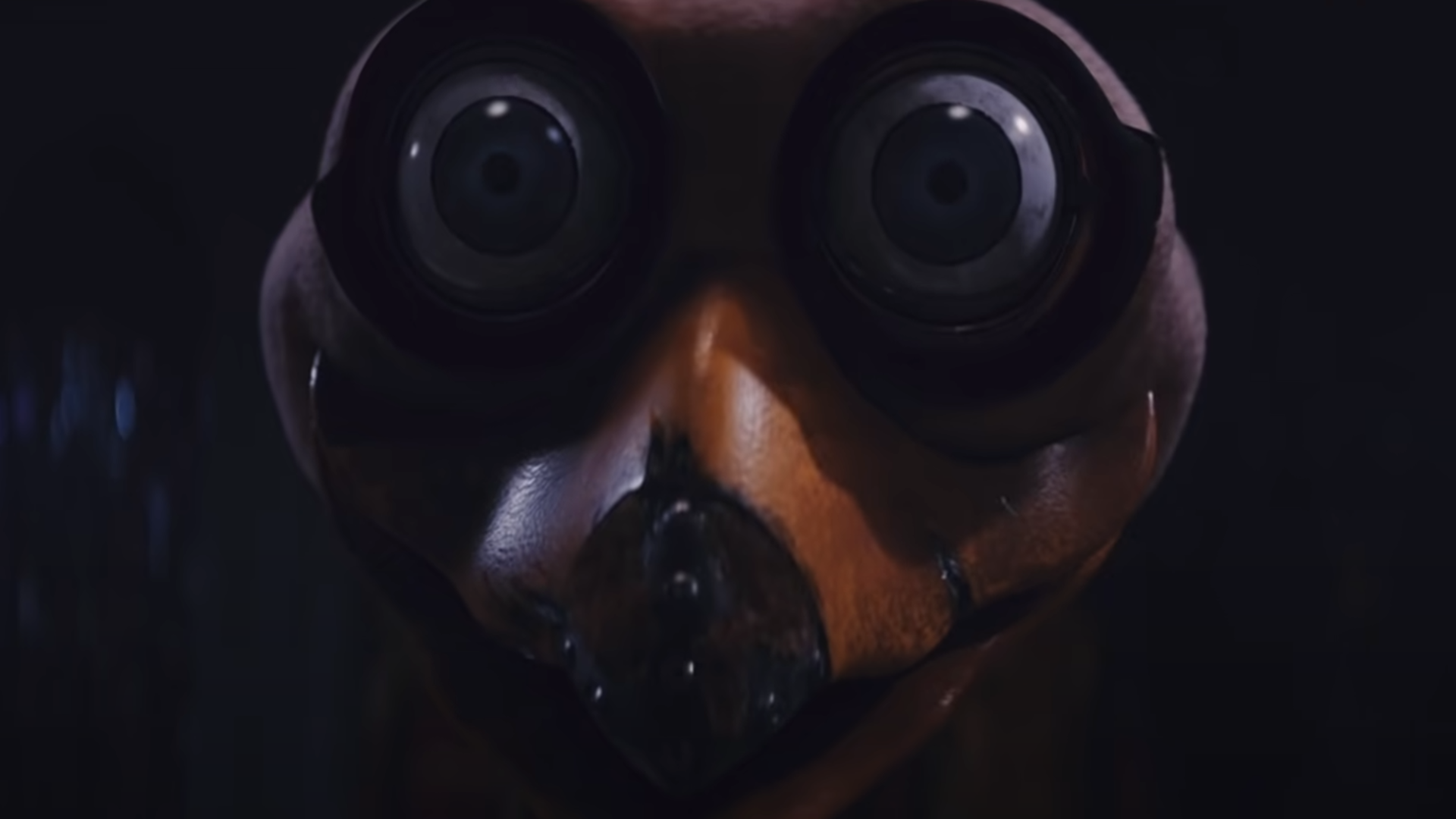 An emu animatronic stares into the camera in Willy&rsquo;s Wonderland