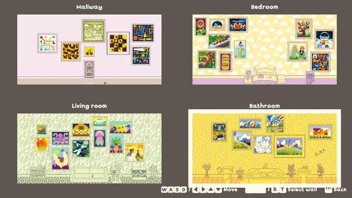 Four rooms in the house are shown at once on a selection screen.