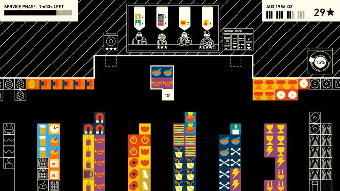 Wilmot from Wilmot’s warehouse carrying two soups and two trumpets to the fulfilment corner of his warehouse