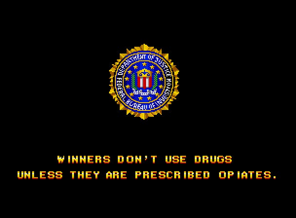 An FBI logo appears with a warning about drug use. - 4