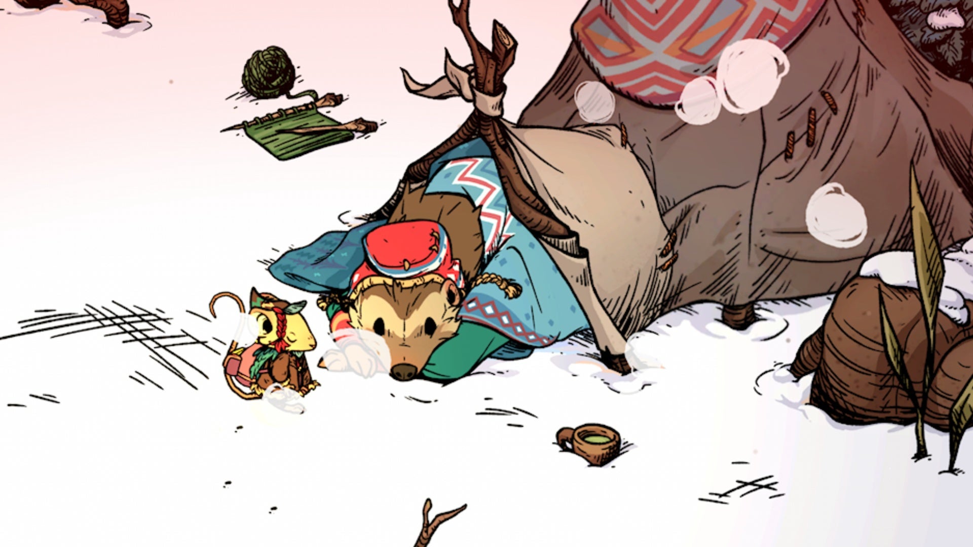 winter burrow moss and mouse in snow