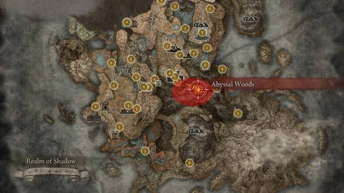 The spawn location of Winter Lantern enemies on the Elden Ring map.