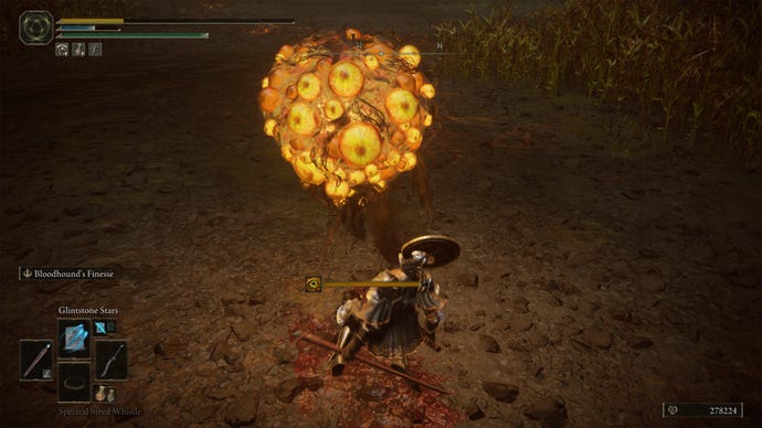 A player dying at the hands of a Winter Lantern in Elden Ring.