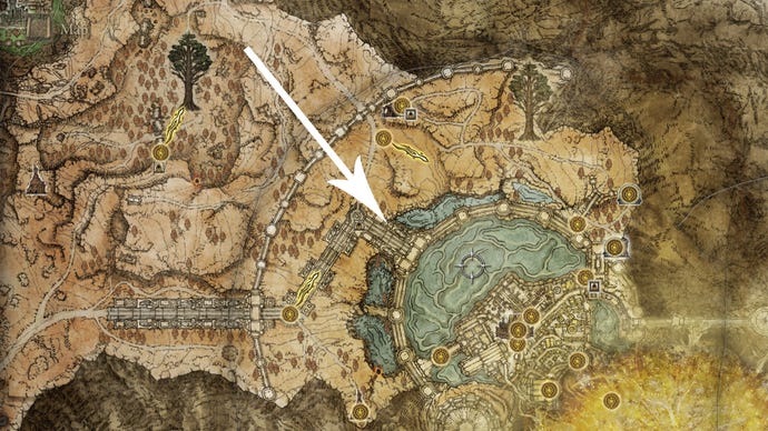 A map showing the location of Golden Parry in Elden Ring.