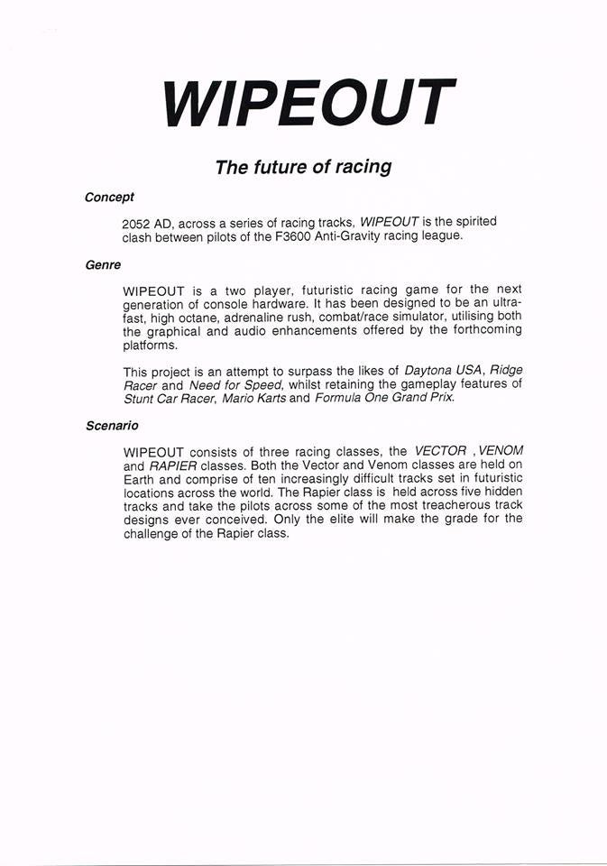 Wipe Out Design The original WipEout design document revealed | Eurogamer.net