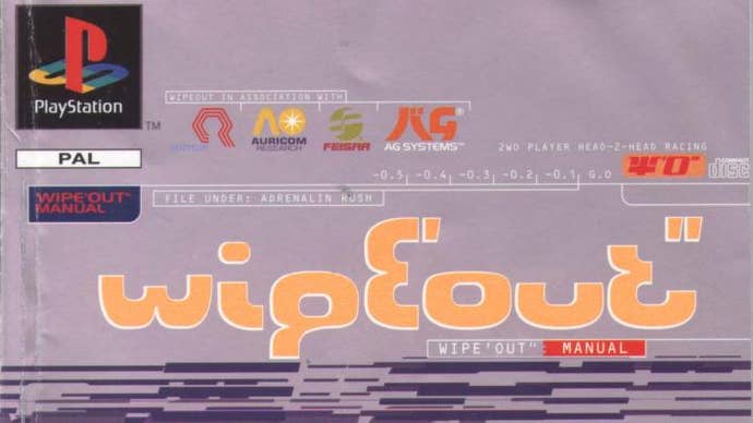 Cropped, 16x9 scan of the original WipEout manual cover