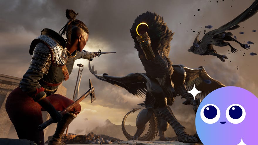 Nor points a pistol at an otherworldly sphinx-like god in Flintlock: The Siege of Dawn.