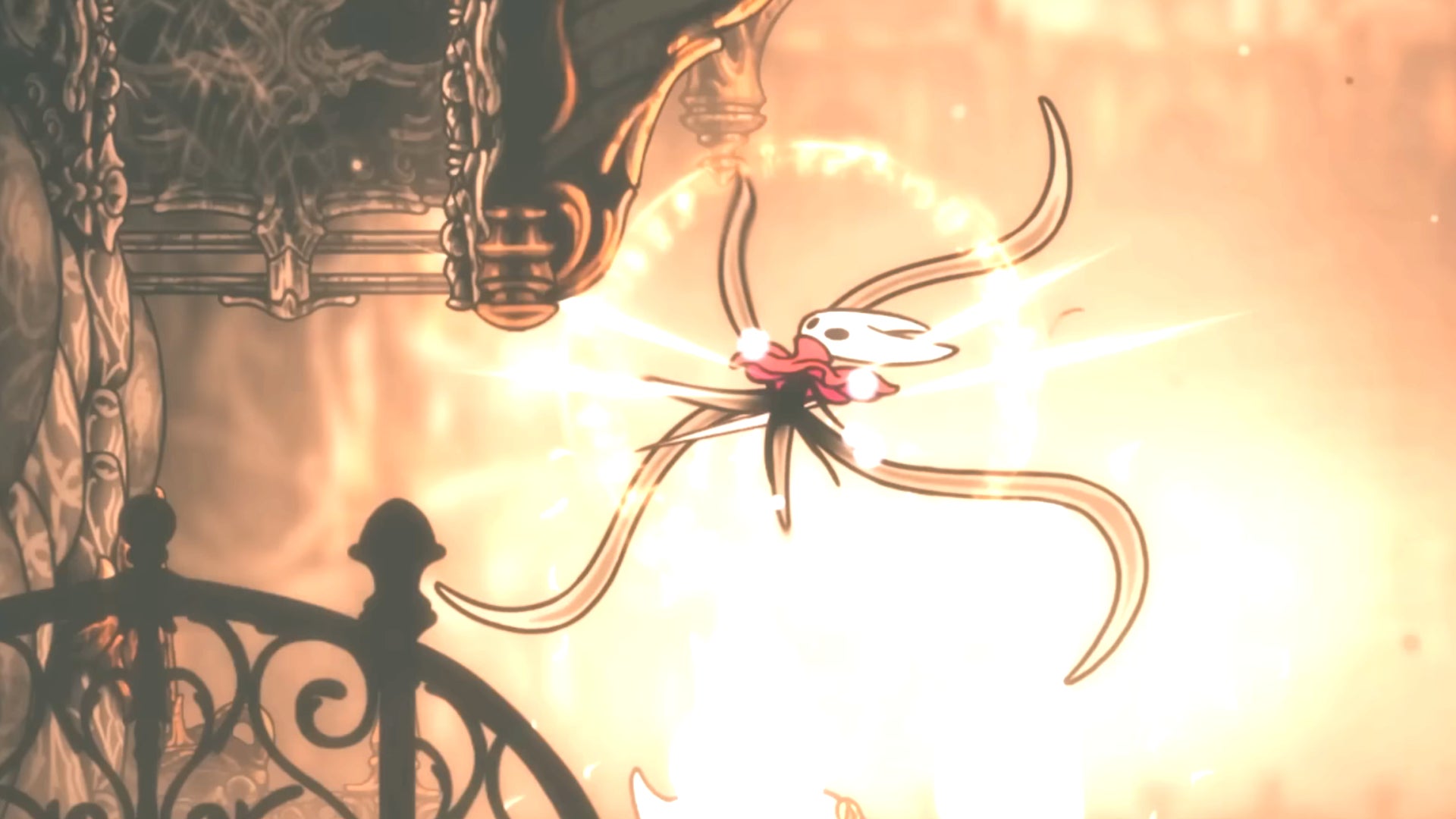 Tentacles shoot from Hornet as she uses the Witch Crest in Hollow Knight: Silksong. - 6