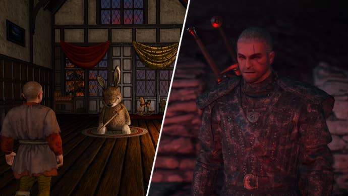 Alternate universe Geralt in The Witcher 3 mod Echoes of Play.