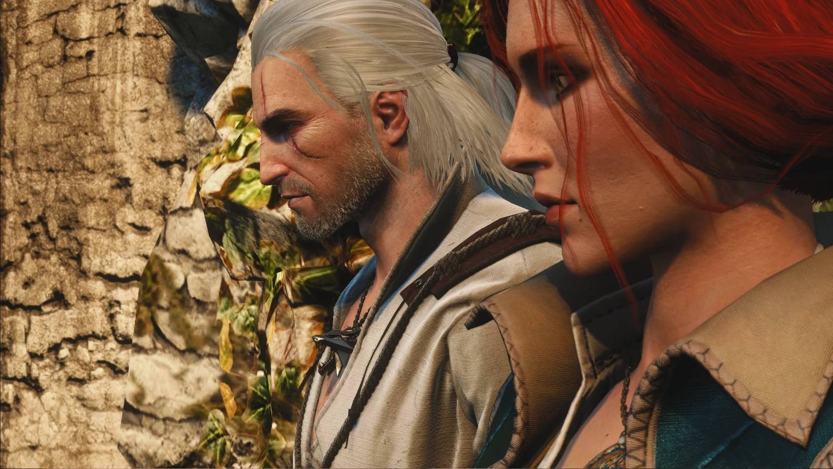 Geralt and Triss in The Witcher 3's Witcher 1 prologue recreated mod. - 1