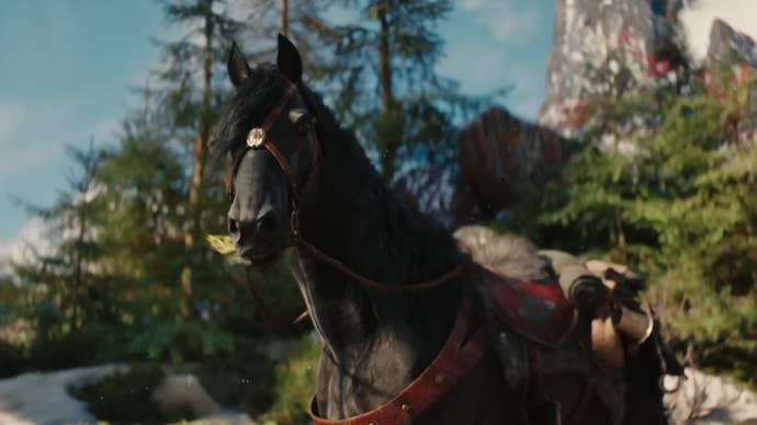 Kelpie the equine chews weeds successful the Witcher 4 tech demo.