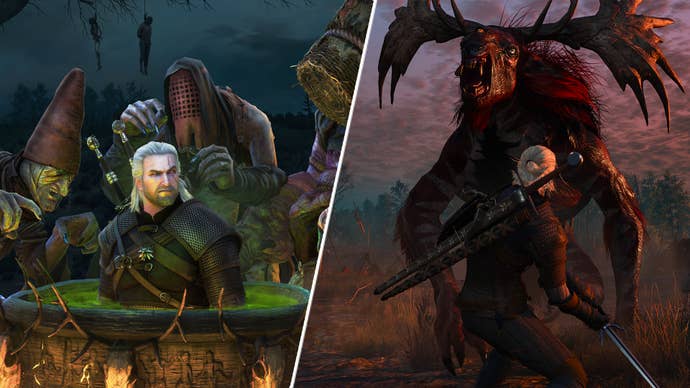 Geralt coming close to suffering some deaths in The Witcher 3.