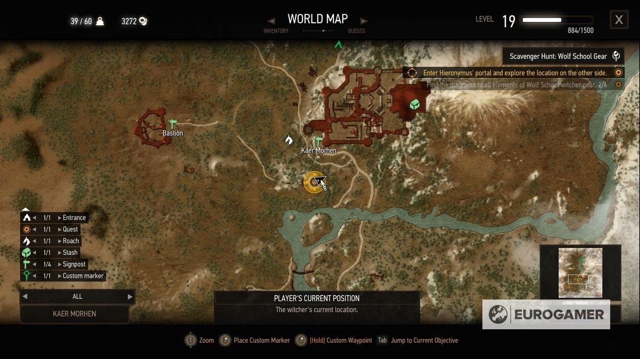witcher 3 wolven armour map