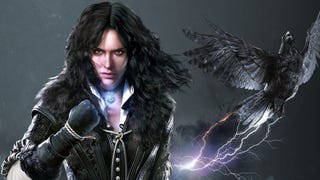 Yennefer is shown clutching her fist beside a raven in The Witcher 3 artwork