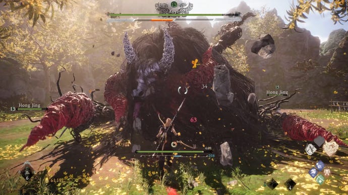 The player in Wo Long battles the Aoye boss with dual swords.