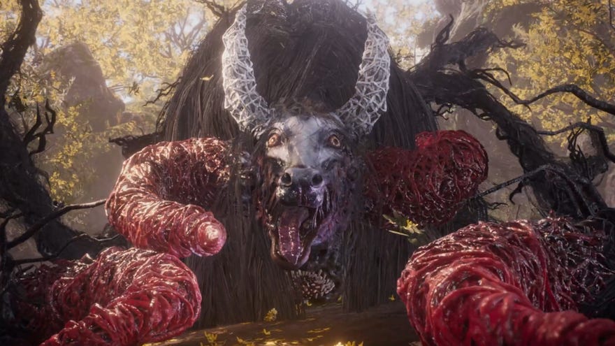 The Aoye boss roars at the camera in a Wo Long cutscene.