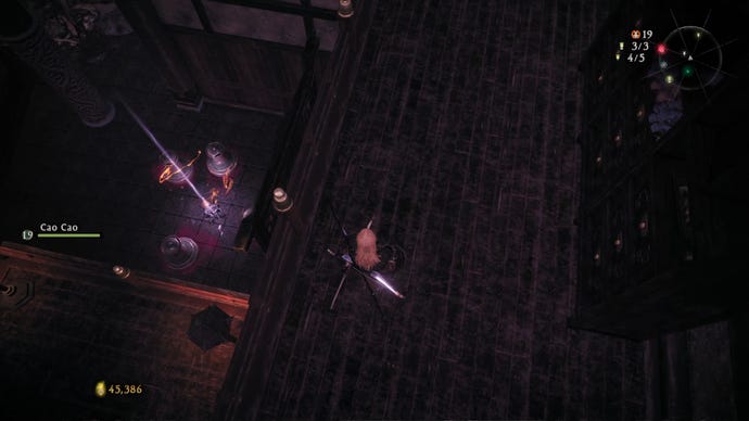 A Wo Long: Fallen Dynasty screenshot of the player standing next to a flag.