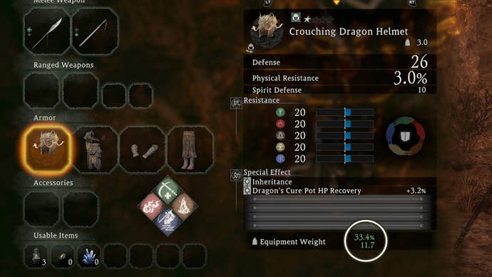 wo long fallen dynasty equipment menu item weight circled