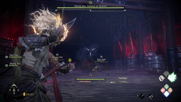 wo long fallen dynasty, a character is aiming a throwing knife at zhang liao