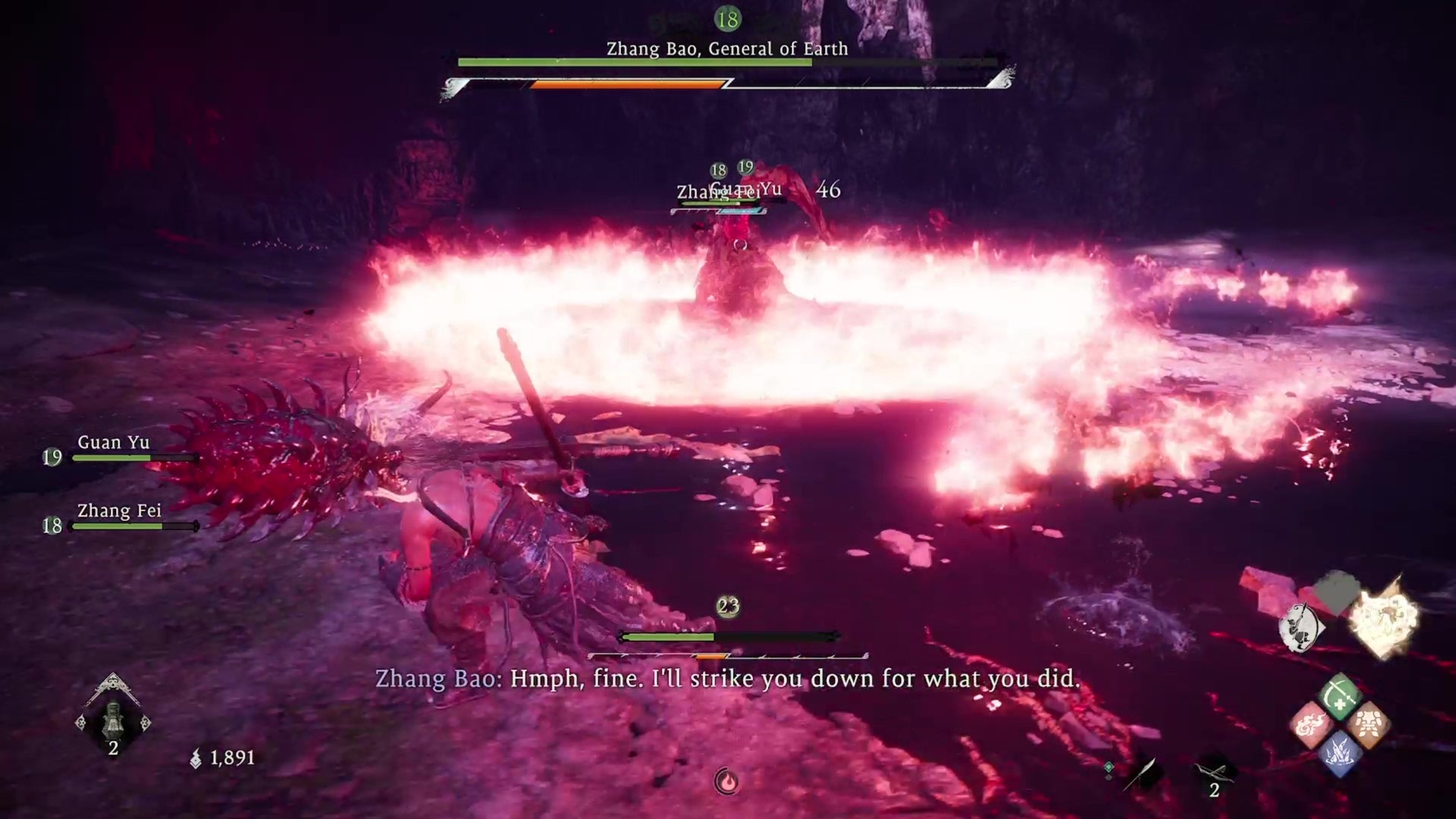 wo long fallen dynasty zhang bao fire attack